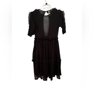 ASOS Black Sheer Mesh Dress with Ruffle Detail Size 6